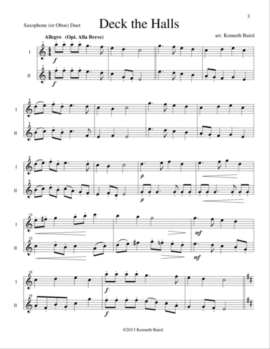 12 Christmas Duets for Saxophones (or Oboes) Woodwind Duet scores gallery preview page 4