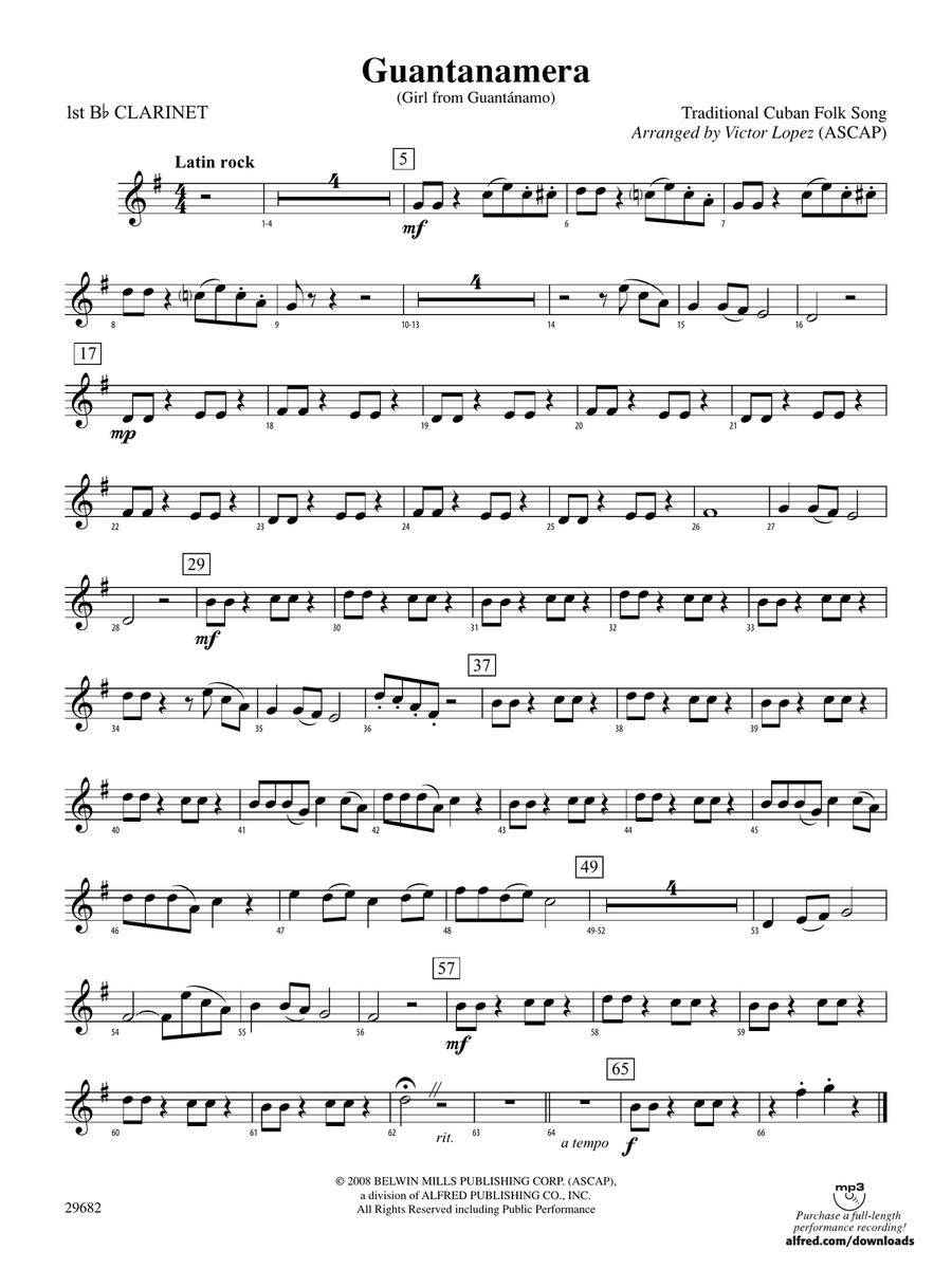 Guantanamera: 1st B-flat Clarinet