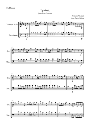 Spring (from Four Seasons of Antonio Vivaldi) for Trumpet in Bb & Trombone Duo