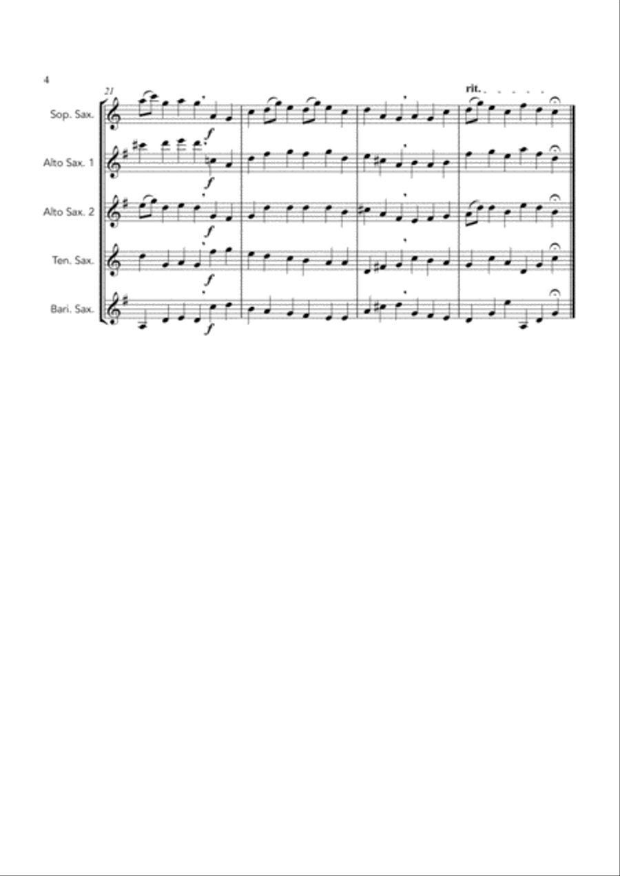 Promenade, Mussorgsky - SAATB saxophone quintet Saxophone Quintet scores gallery preview page 4