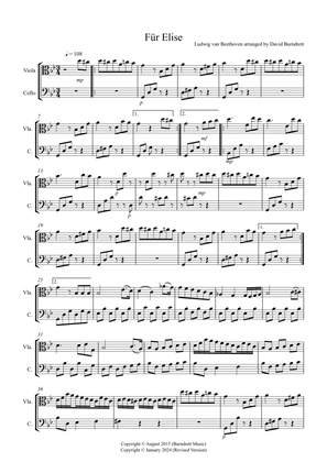 Fur Elise for Viola and Cello Duet