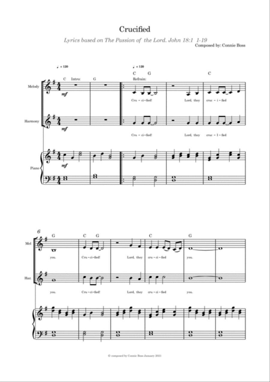Crucified (Lent/Good Friday) - duet and piano Piano, Vocal, Guitar scores gallery preview page 1