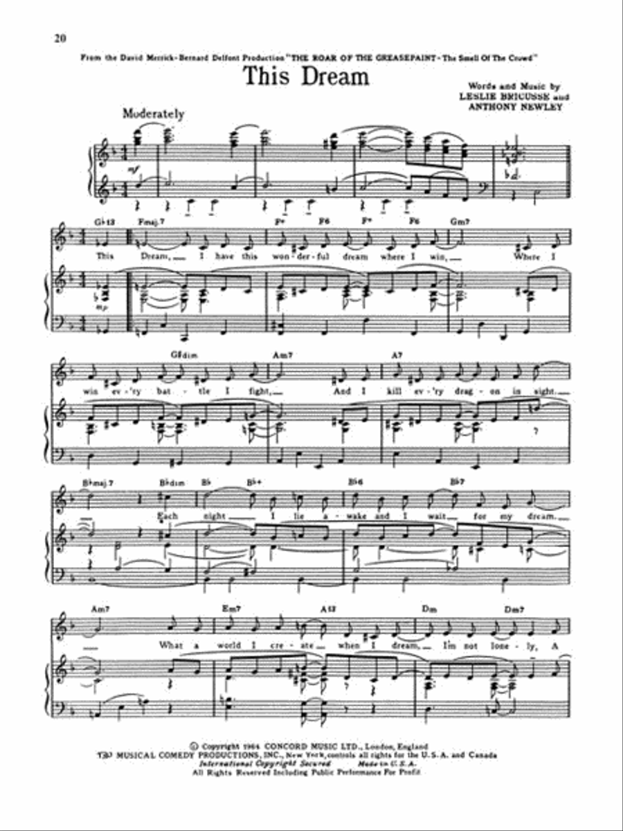 The Roar of the Greasepaint, the Smell of the Crowd Piano, Vocal, Guitar scores gallery preview page 4