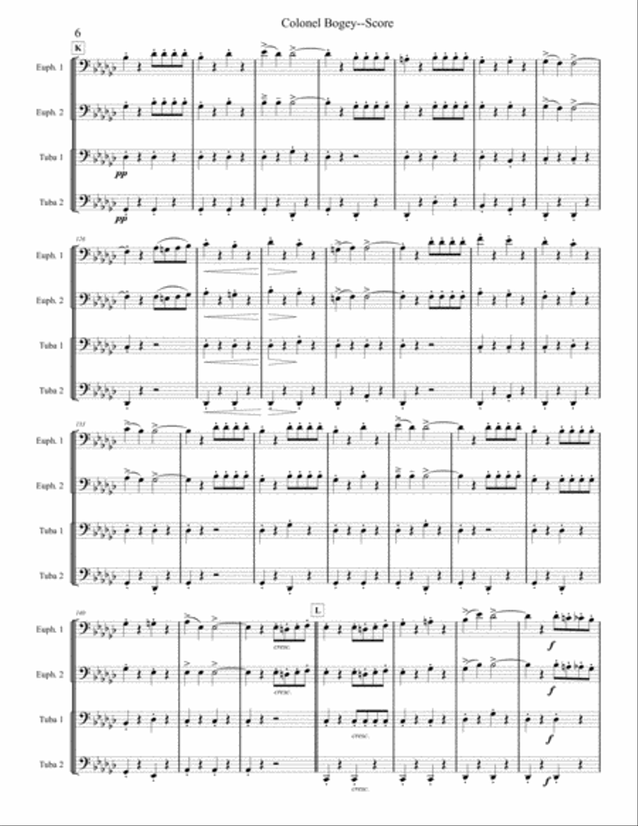 Col. Bogey March - Tuba/Euphonium Quartet Brass Ensemble scores gallery preview page 6