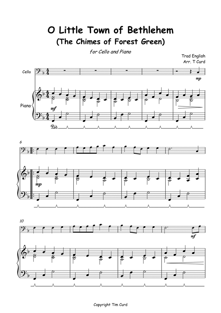 O Little Town of Bethlehem for Solo Cello and Piano image number null