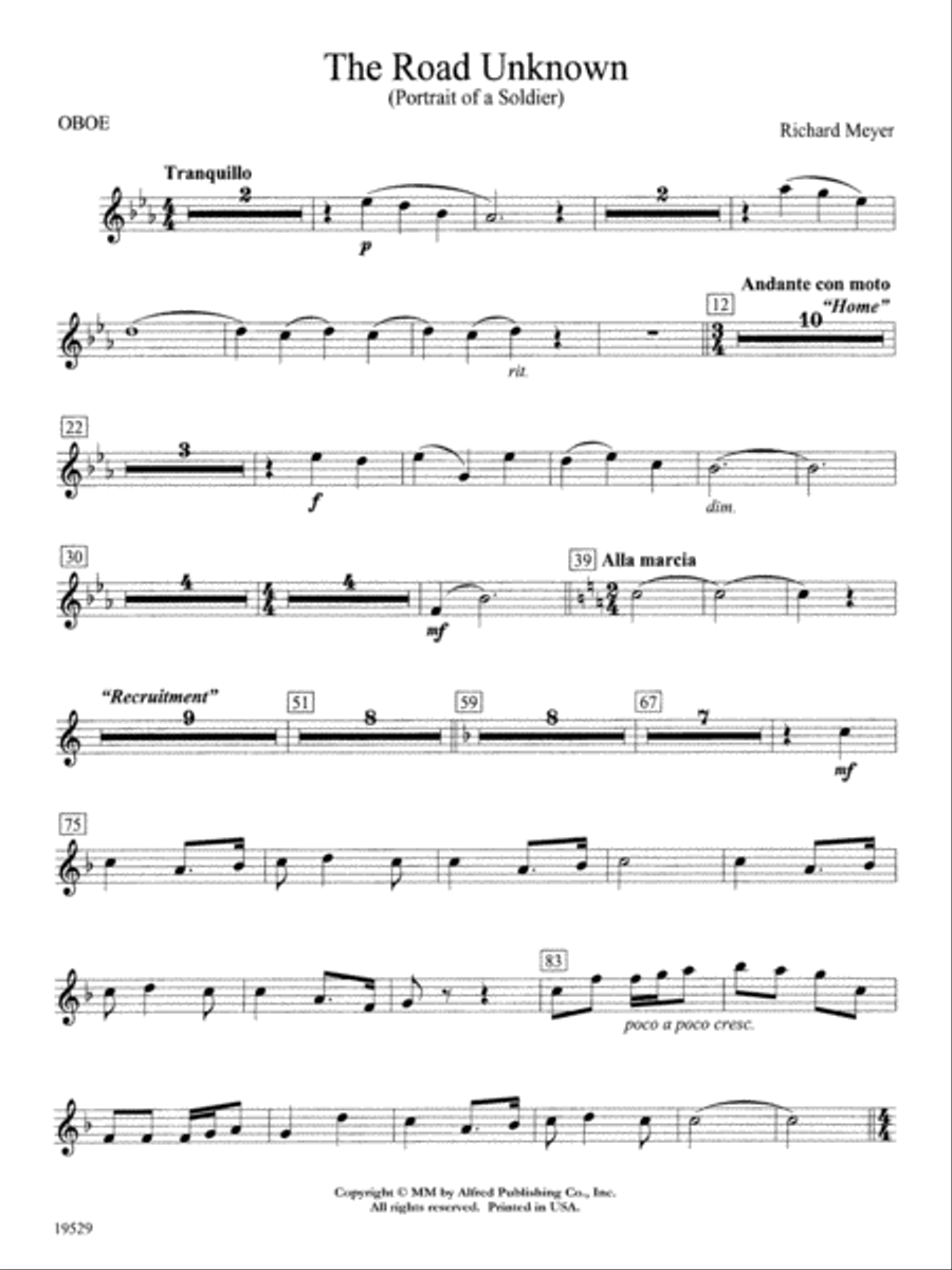 The Road Unknown: Oboe Concert Band scores gallery preview page 1