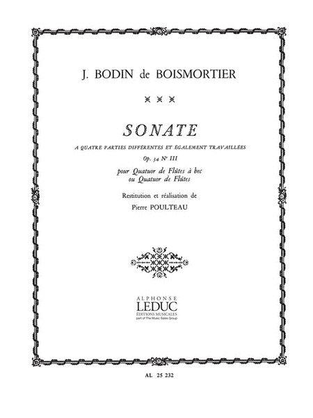 Sonate Op.34, No.3 En 4 Parties... (flutes 4)