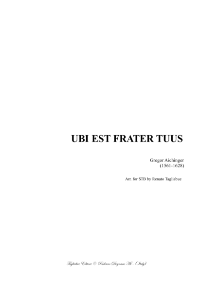 UBI EST FRATER TUUS - AICHINGER - Arr. for STB Choir image number null