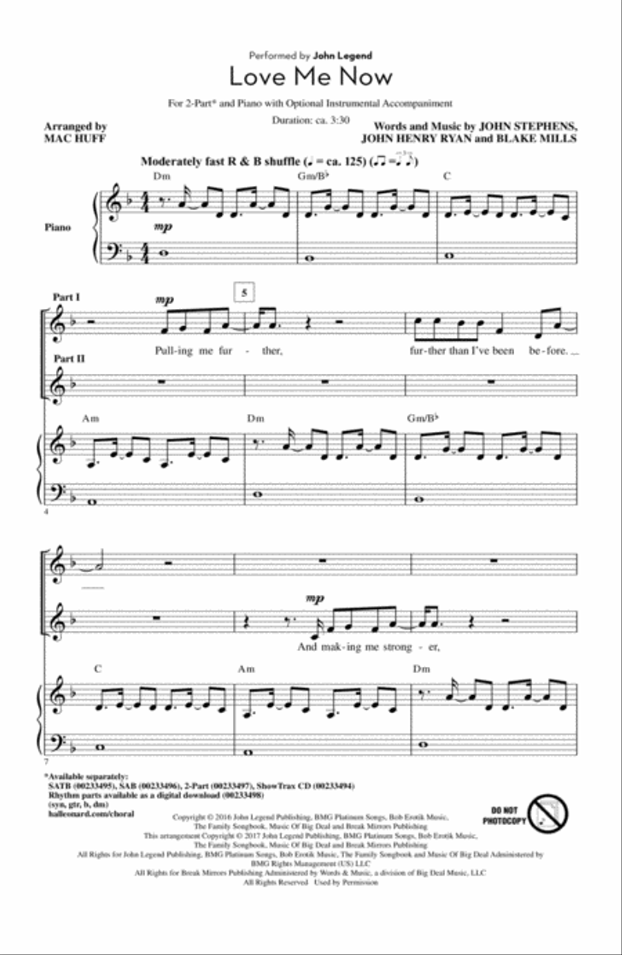 Love Me Now 2-Part scores gallery preview page 1