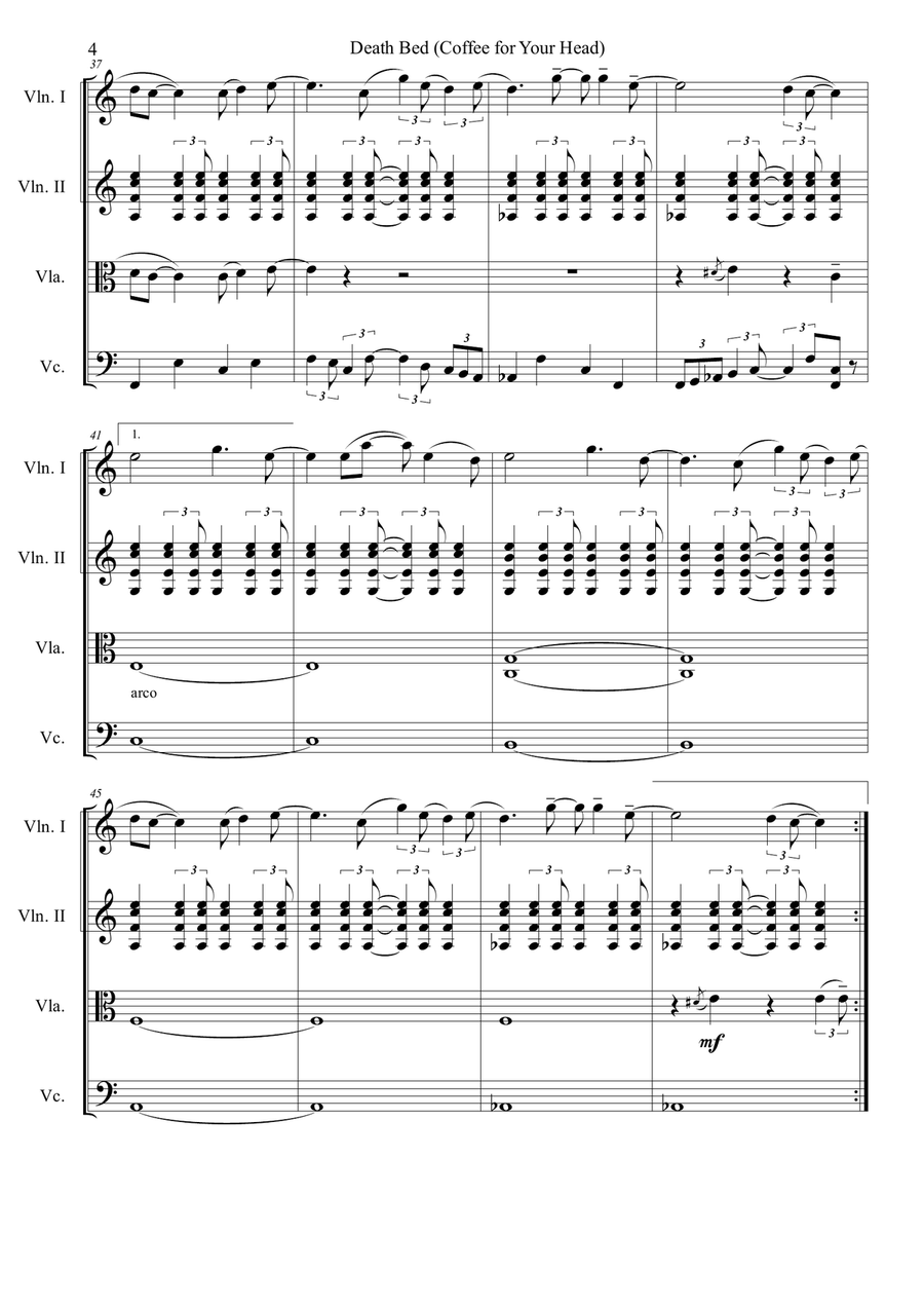 Death Bed String Quartet scores gallery preview page 4