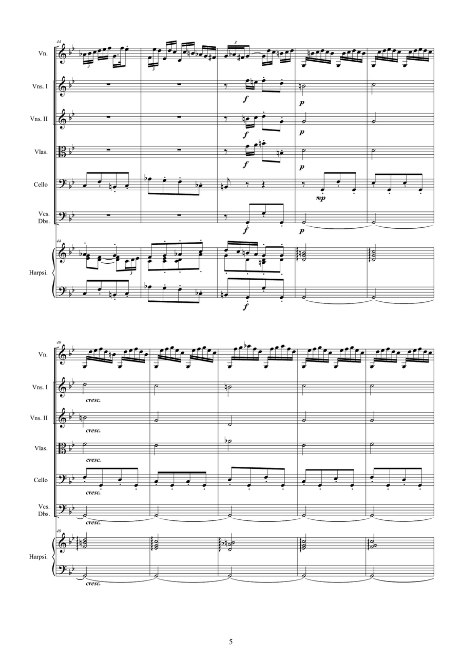 Bach - Violin Concerto in G minor BWV 1056 for Violin, Cello, Strings and Harpsichord Chamber Orchestra scores gallery preview page 5