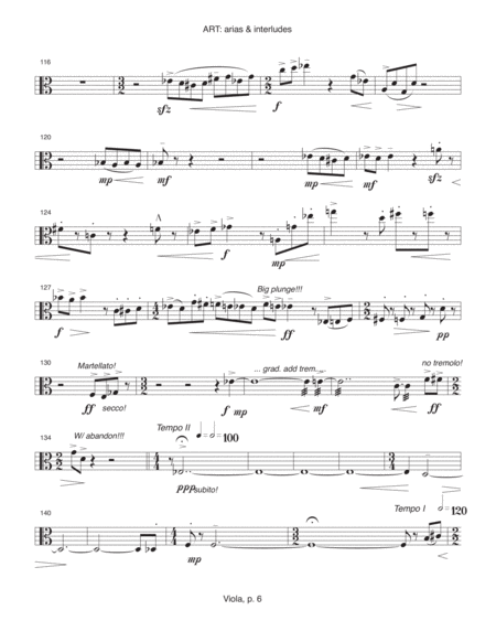 ART: arias & interludes ... Commedia dell'arte for String Quartet (1996, rev. 1997) viola part