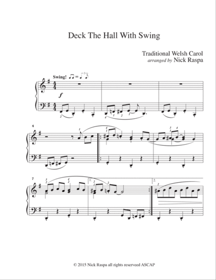 Deck The Hall With Swing (intermediate piano) Piano Solo scores gallery preview page 4