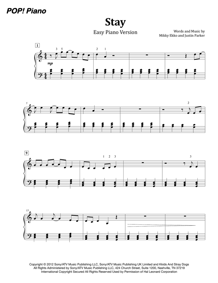 Stay Stay Easy Piano scores gallery preview page 1