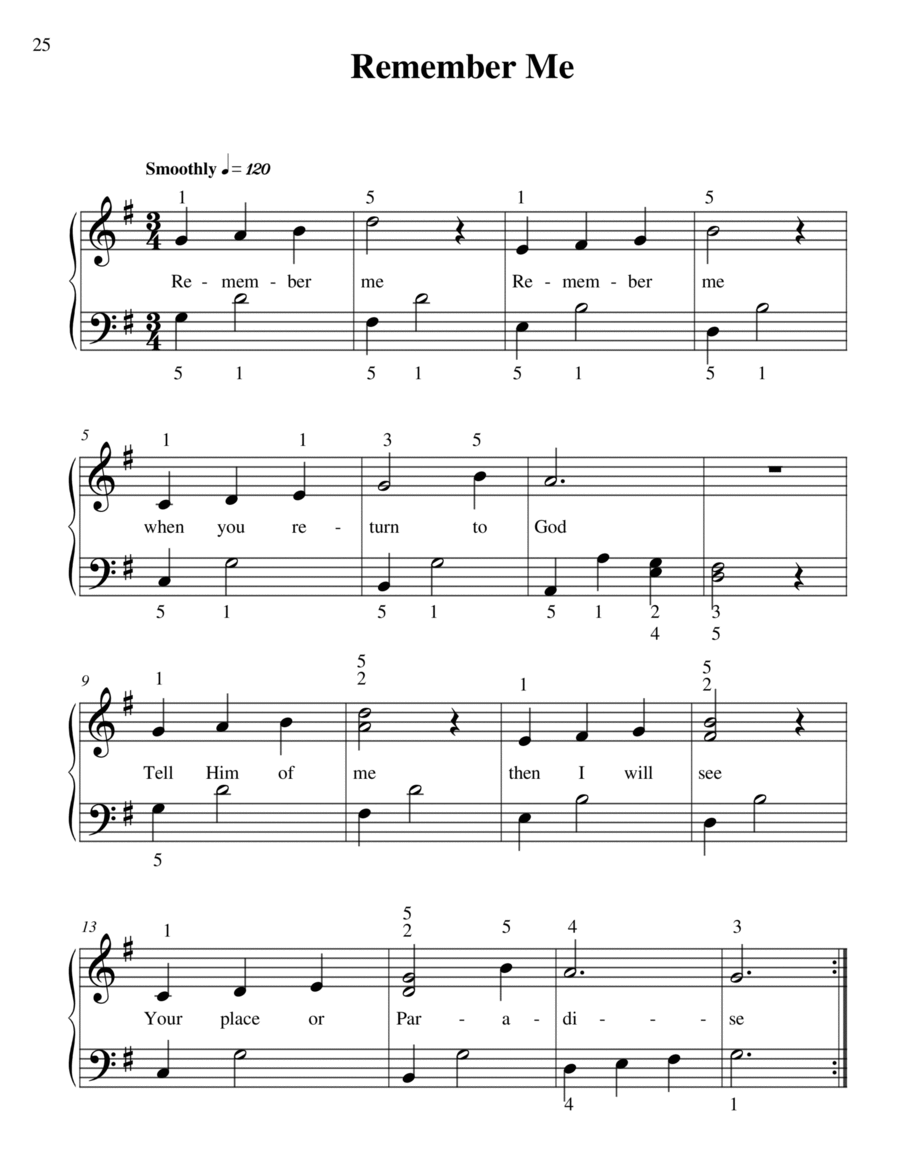 Remember Me Piano Solo scores gallery preview page 1