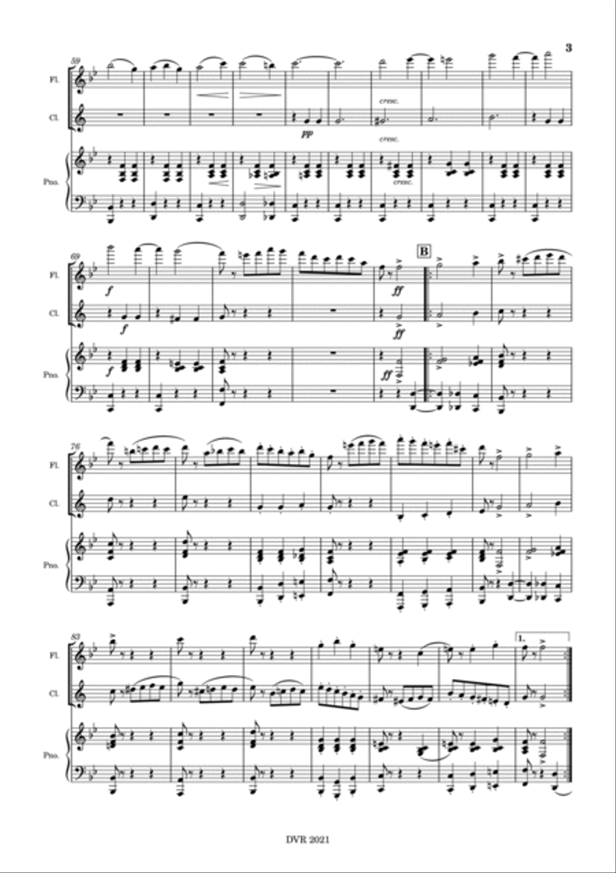 Sleeping Beauty Waltz (Flute, Clarinet and Piano) Chamber Music scores gallery preview page 5