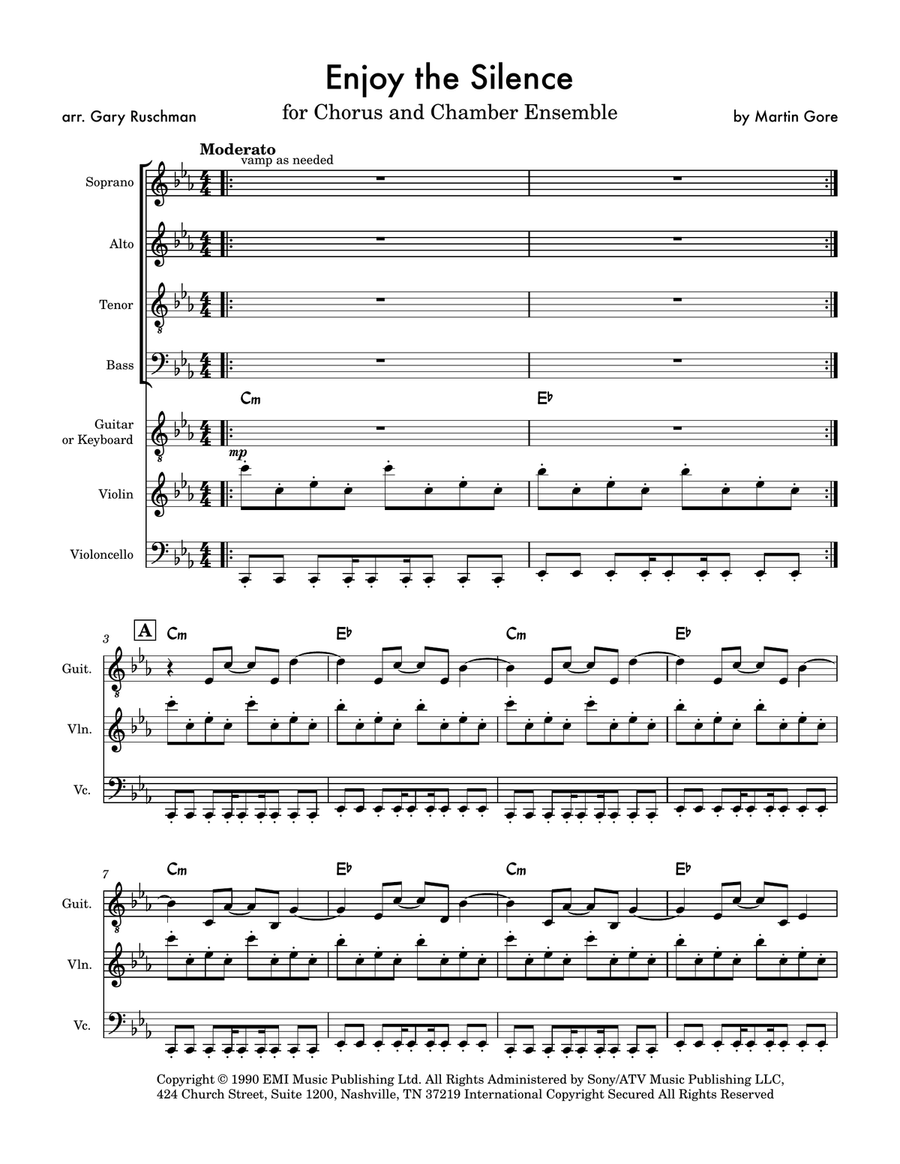 Enjoy The Silence Choir scores gallery preview page 1