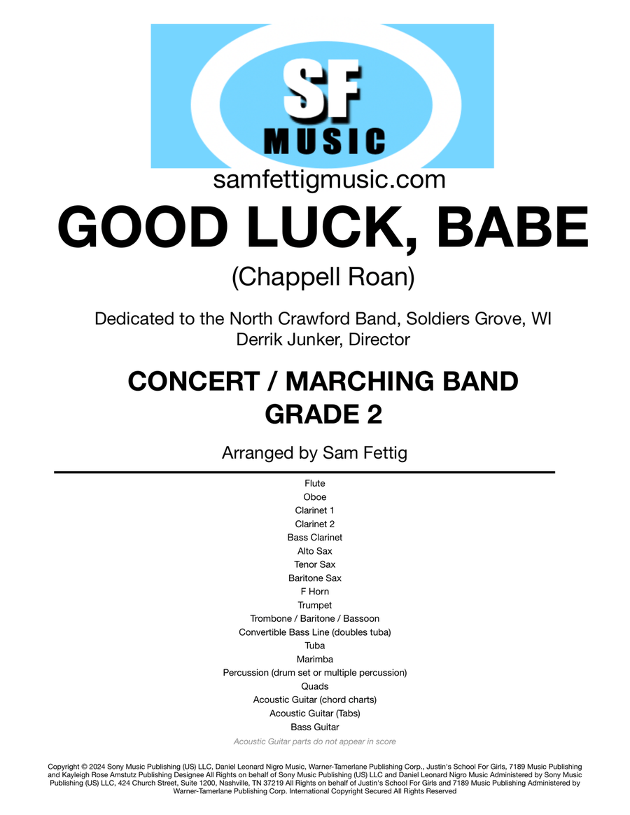 Good Luck, Babe! Marching Band scores gallery preview page 1