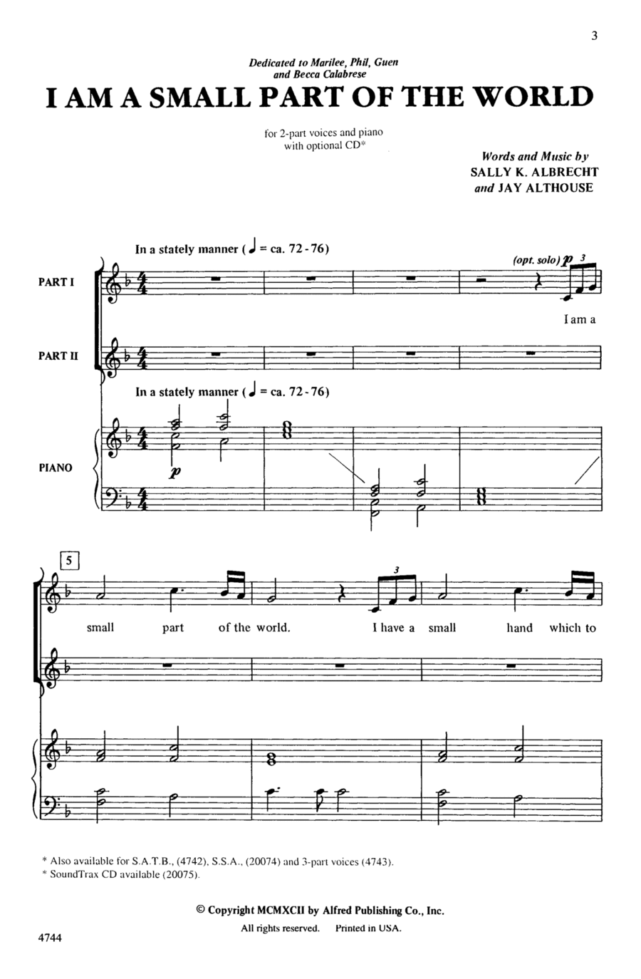 I Am a Small Part of the World Choir scores gallery preview page 1