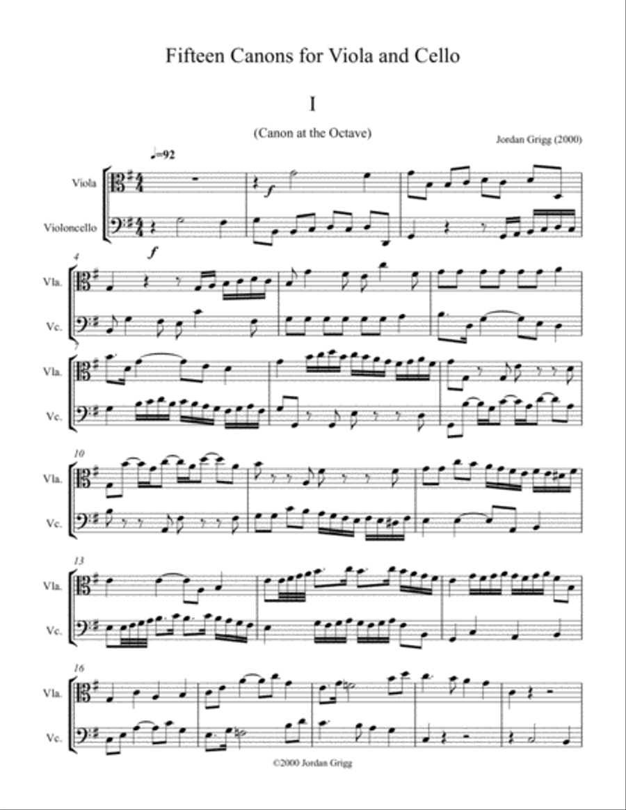 15 Canons for Viola and Cello String Duet scores gallery preview page 1