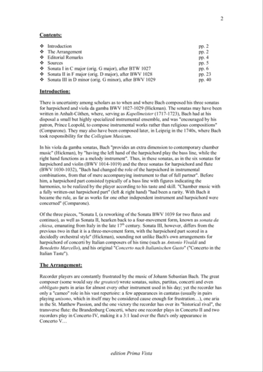 J. S. Bach, Three Sonatas for Alto Recorder & Harpsichord BWV 1027-1029 (score) Alto Recorder scores gallery preview page 2