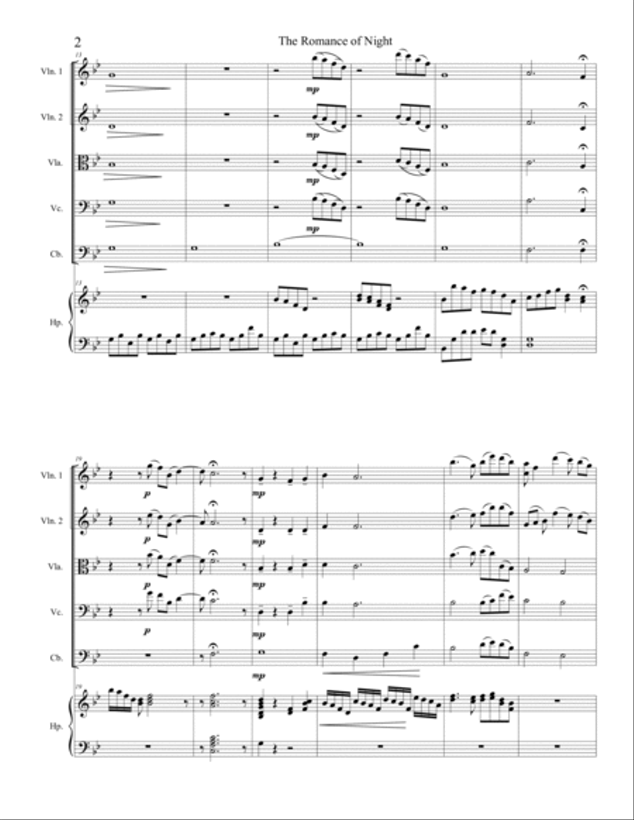 The Romance of Night for String Orchestra and Harp Movement No. 1 String Quartet scores gallery preview page 2