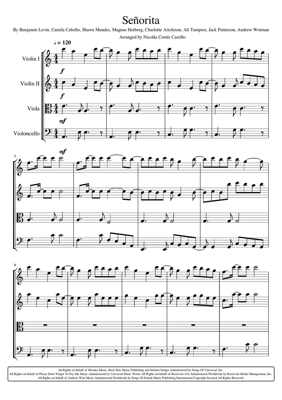 Senorita String Quartet scores gallery preview page 1
