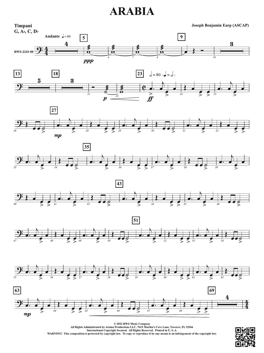 Arabia: Timpani Percussion scores gallery preview page 1