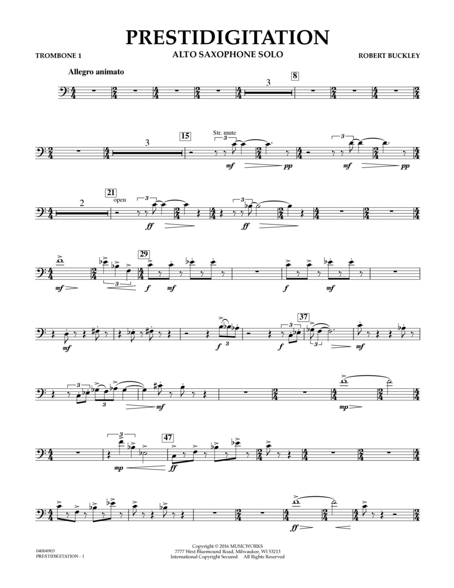 Prestidigitation (Alto Saxophone Solo with Band) - Trombone 1