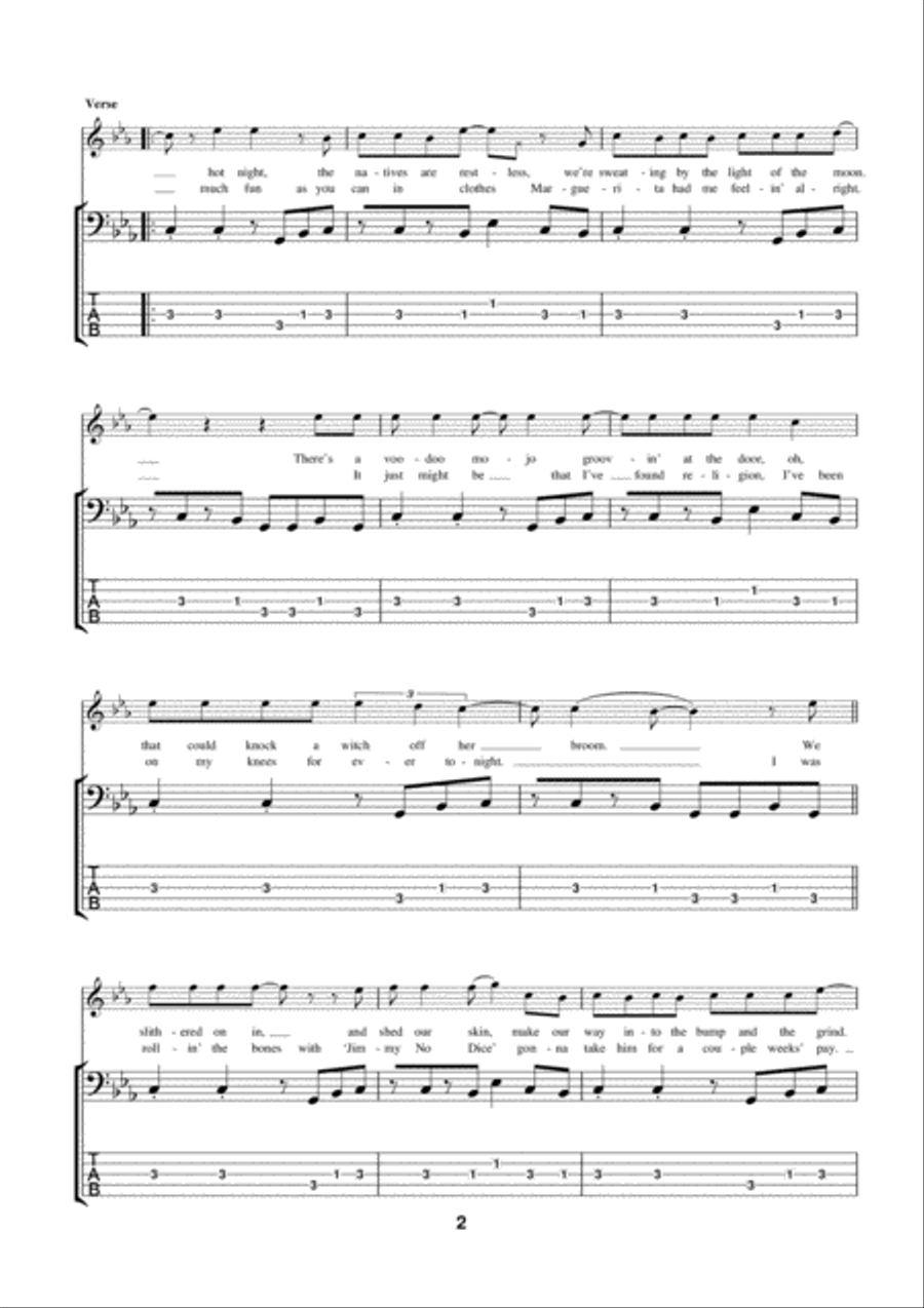 One Wild Night Guitar Tablature scores gallery preview page 2
