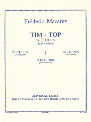 Macarez Tim Top 12 Etudes Timbales Kettledrum Technical Studies Book