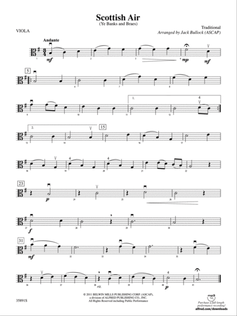 Scottish Air: Viola String Orchestra scores gallery preview page 1