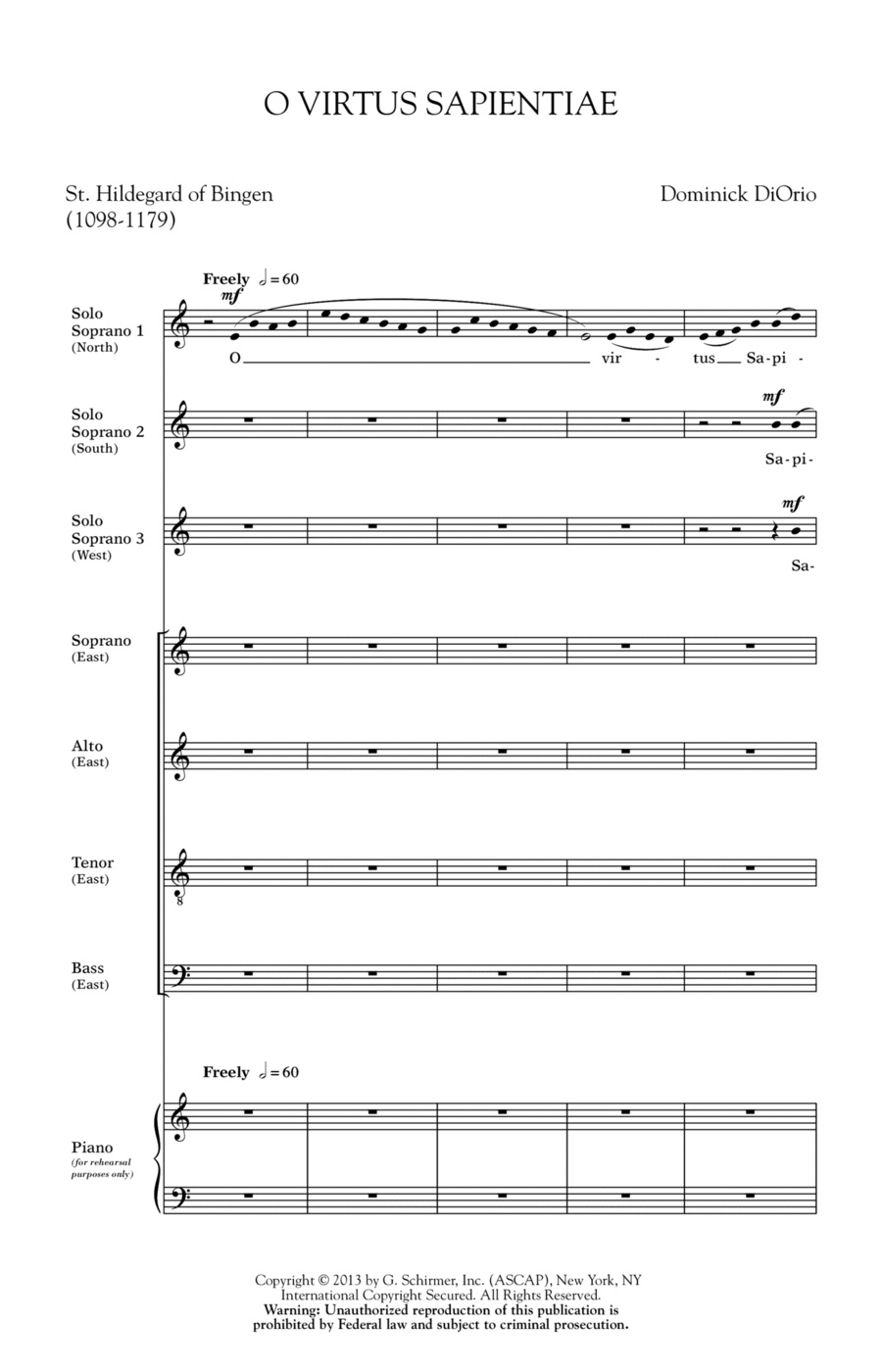 O Virtus Sapientiae O Virtus Sapientiae 4-Part scores gallery preview page 1