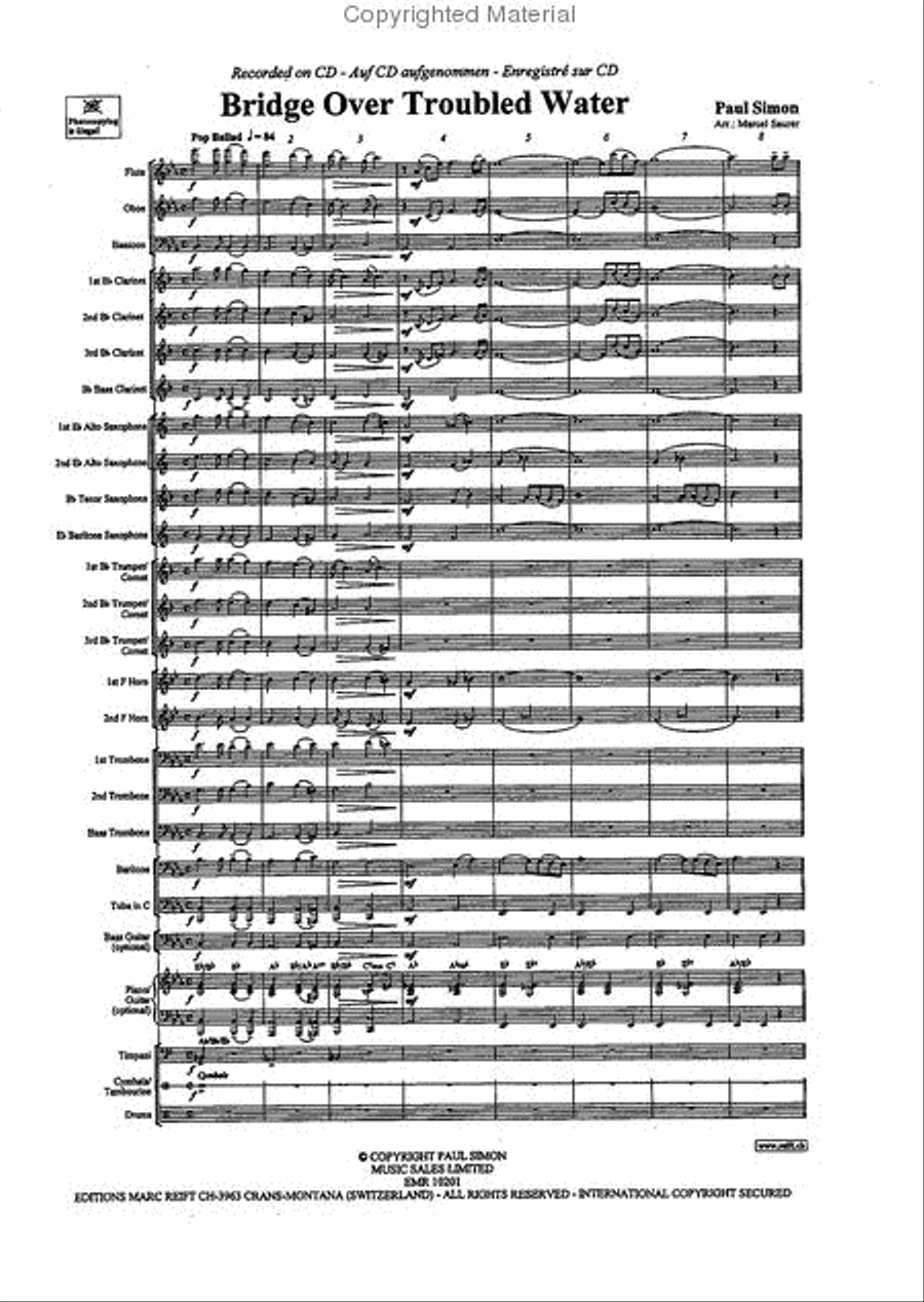 Bridge Over Troubled Water Concert Band scores gallery preview page 3