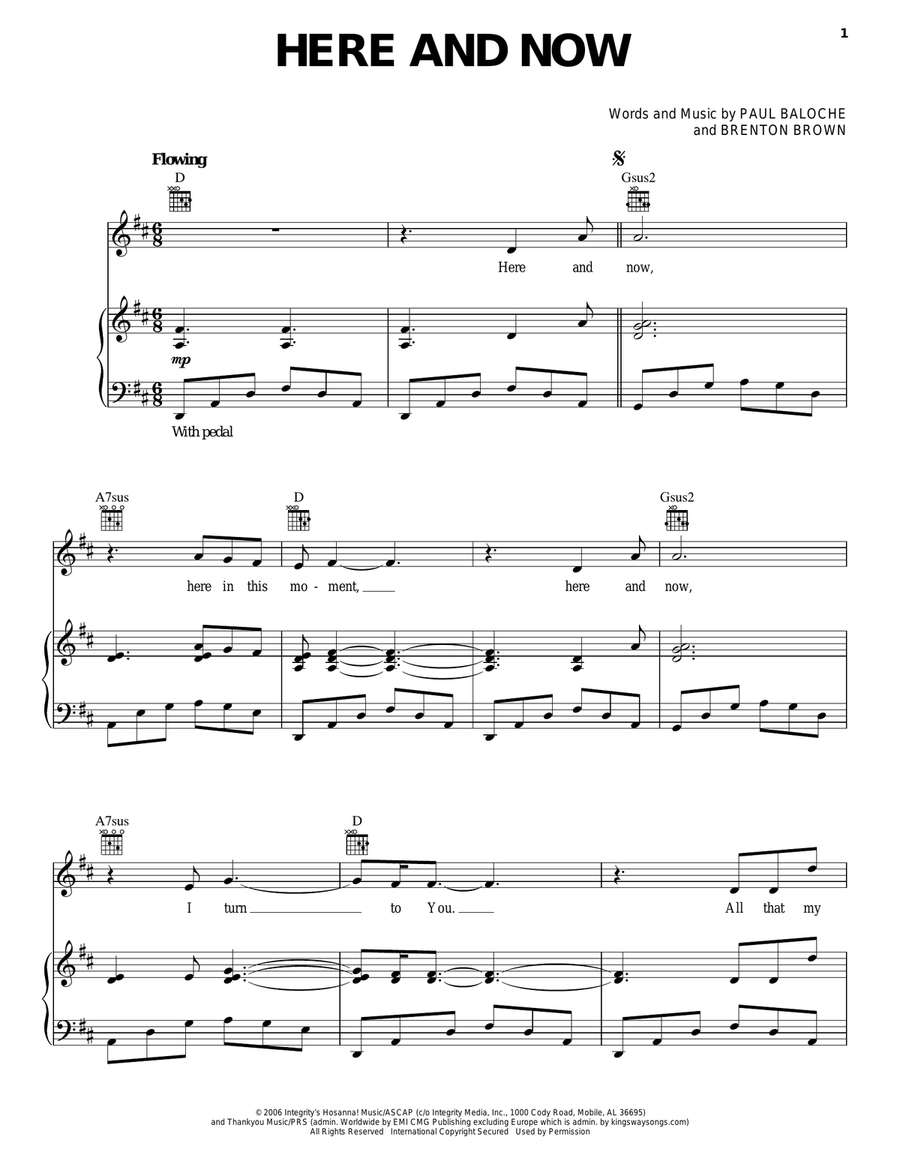Here And Now Here And Now Piano, Vocal, Guitar scores gallery preview page 1