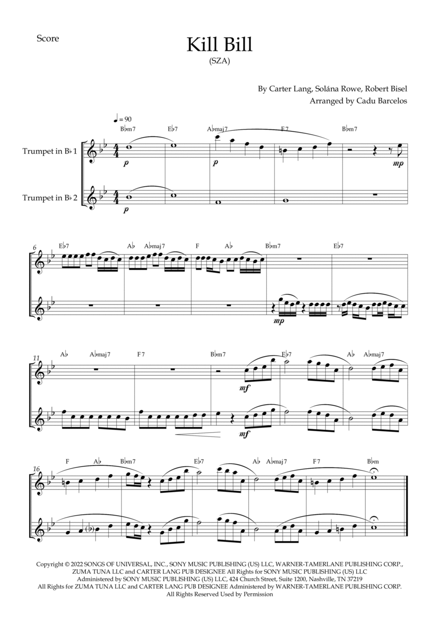 Kill Bill Kill Bill Trumpet Duet scores gallery preview page 1
