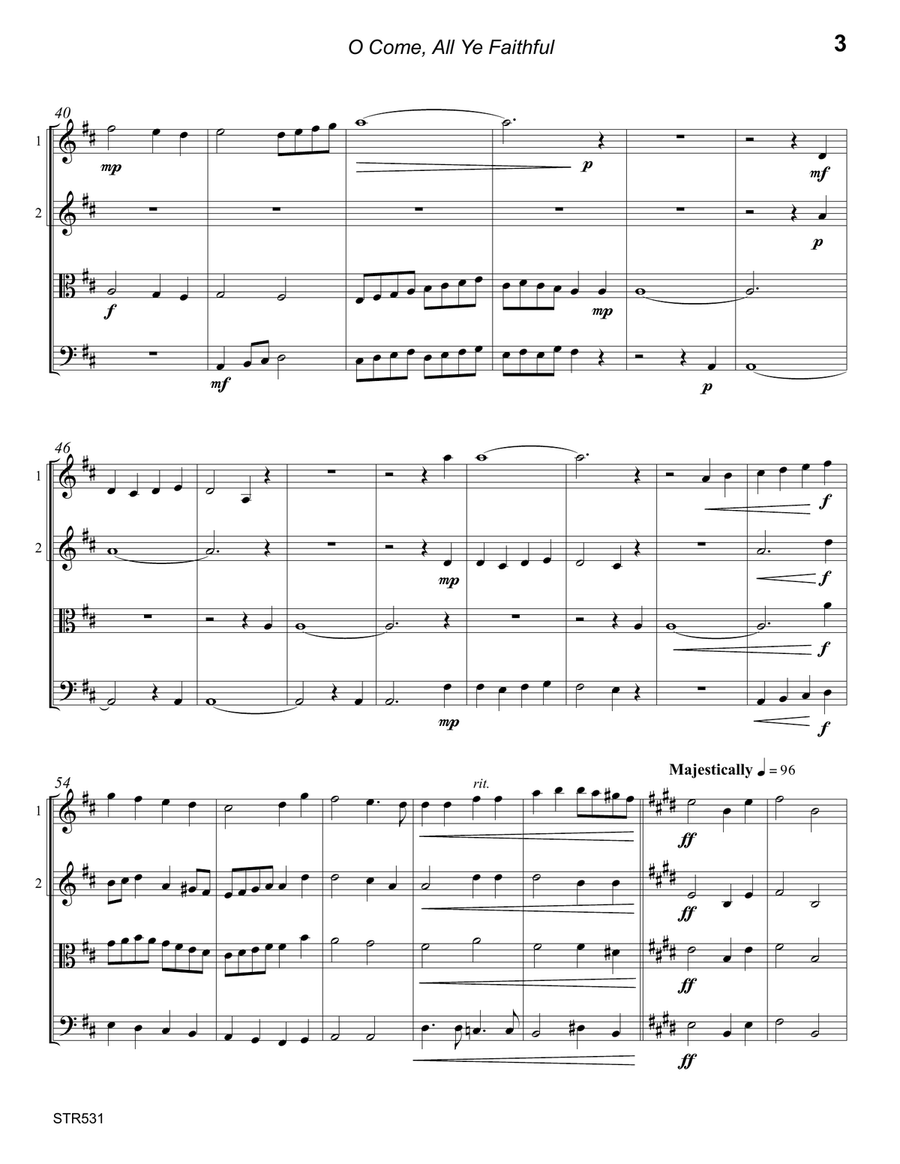 O COME ALL YE FAITHFUL - STRING QUARTET (unaccompanied) A Cappella scores gallery preview page 3