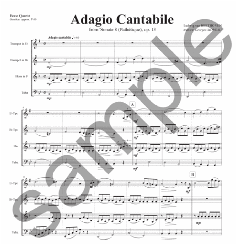 Adagio from 'Sonate Pathetique Brass Quartet scores gallery preview page 2