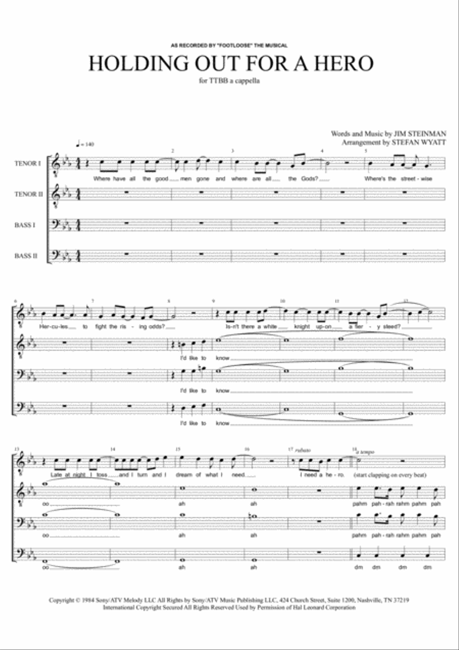 Holding Out For A Hero TTBB scores gallery preview page 1
