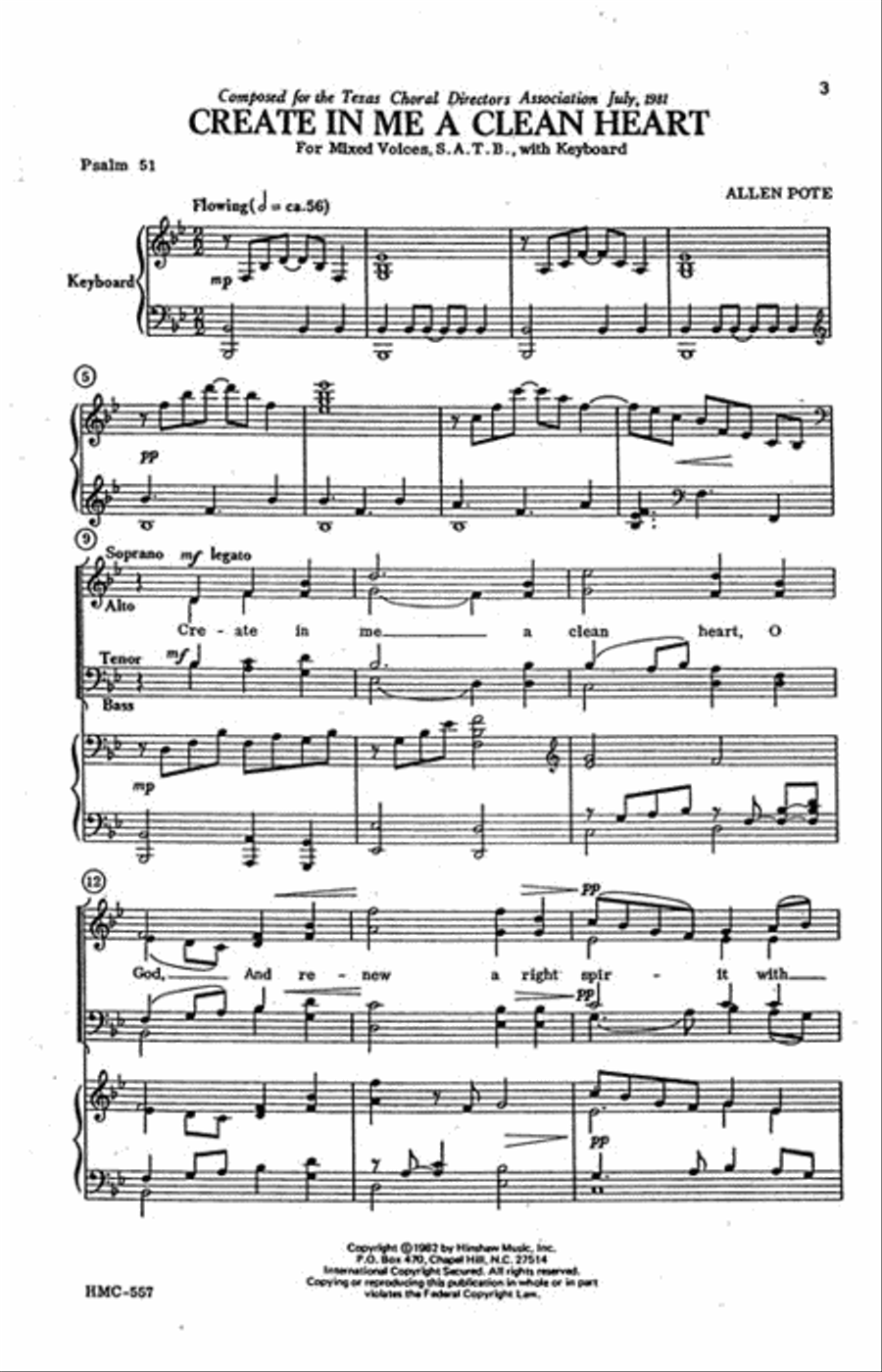 Create in Me a Clean Heart 4-Part scores gallery preview page 2