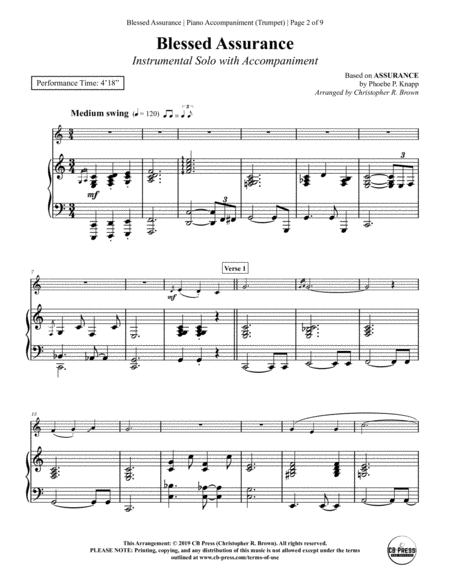 Blessed Assurance - Trumpet Solo with Piano Accompaniment image number null