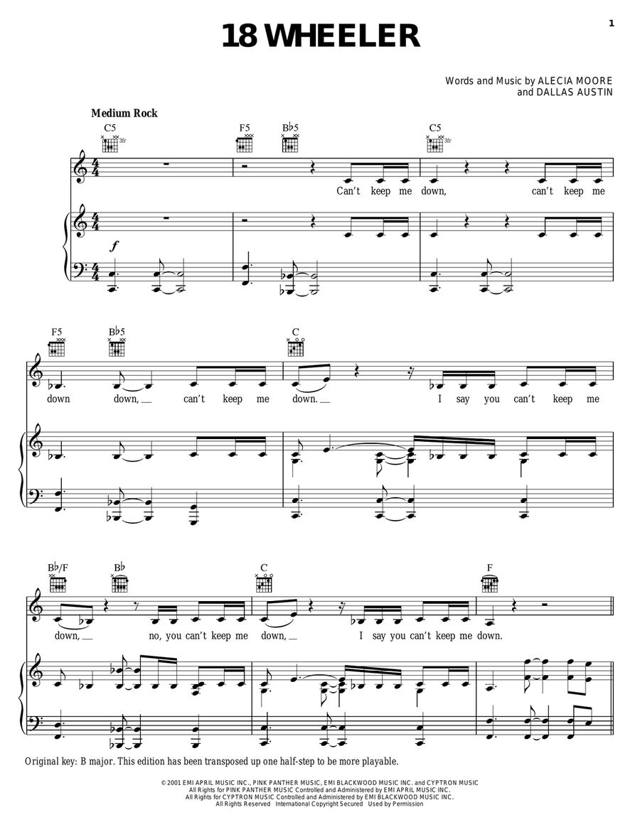 18 Wheeler Piano, Vocal, Guitar scores gallery preview page 1