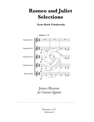 Book cover for Romeo and Juliet - Selections for Clarinet Quintet