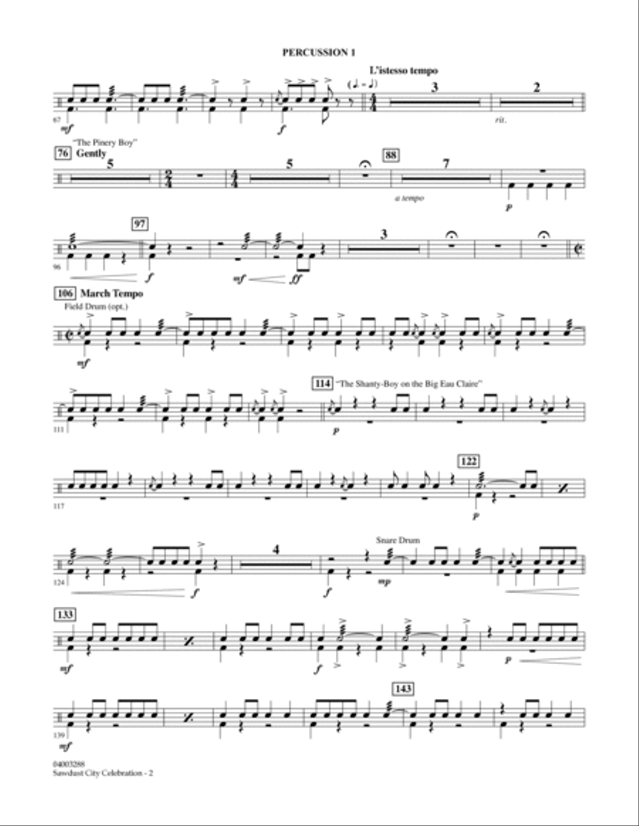 Sawdust City Celebration - Percussion 1 Concert Band scores gallery preview page 2