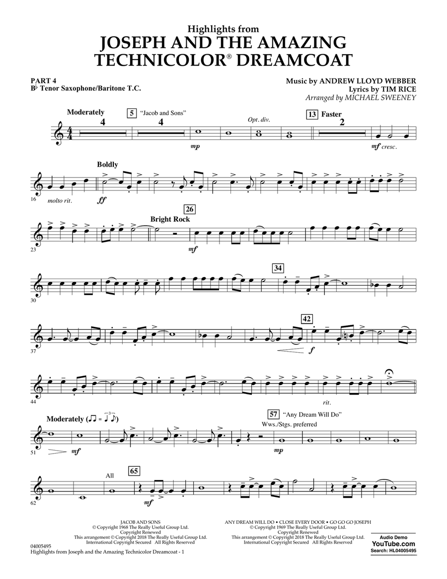 Highlights from Joseph and the Amazing Technicolor Dreamcoat - Pt.4 - Bb Tenor Sax/Bar. T.C.