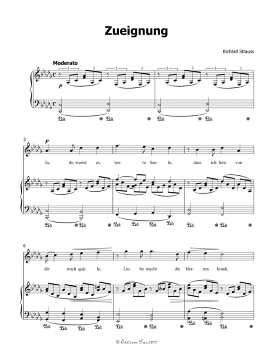 Zueignung, by Richard Strauss, in D flat Major
