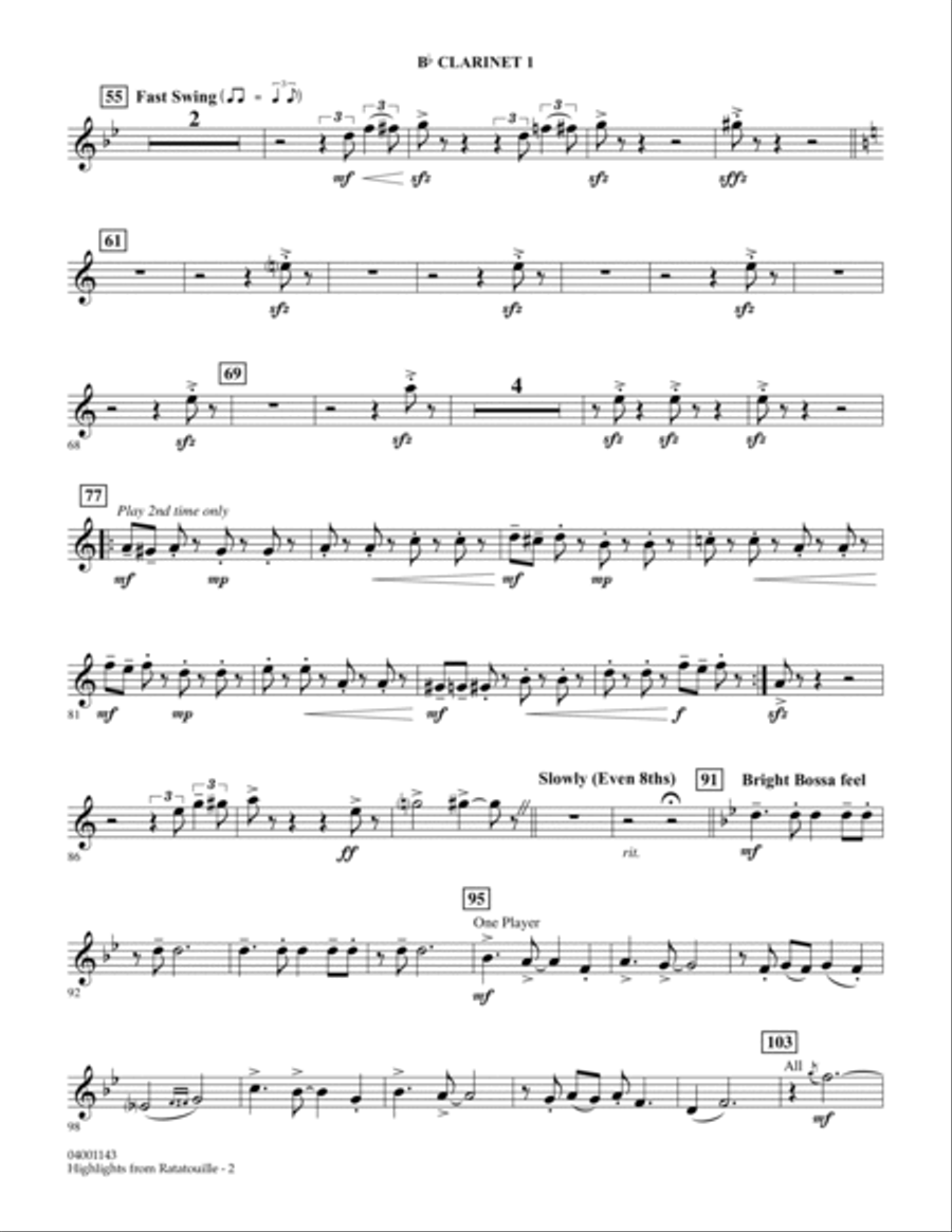 Highlights from Ratatouille - Bb Clarinet 1 B-Flat Clarinet scores gallery preview page 2