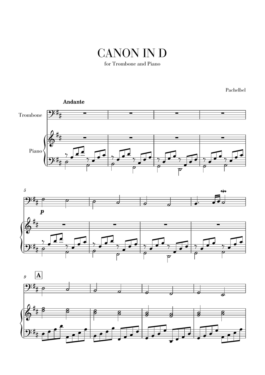 Canon in online d trombone