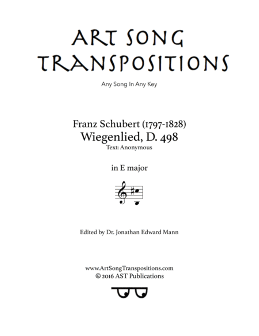 SCHUBERT: Wiegenlied, D. 498 (transposed to E major) Voice scores gallery preview page 1