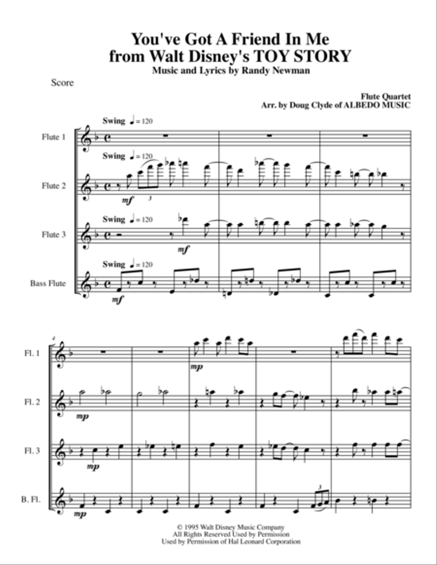 You've Got A Friend In Me Woodwind Quartet scores gallery preview page 1